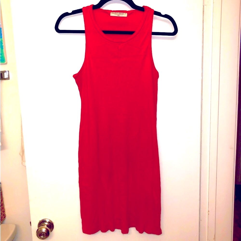 Project Social T La Simple Ribbed Tank Dress - Rust